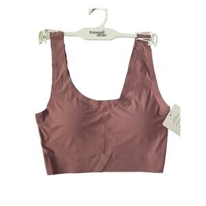 TRANQUIL & TRUE LASER PINK SCOOP NECK PULL OVER BRALETTE SPORTS BRA